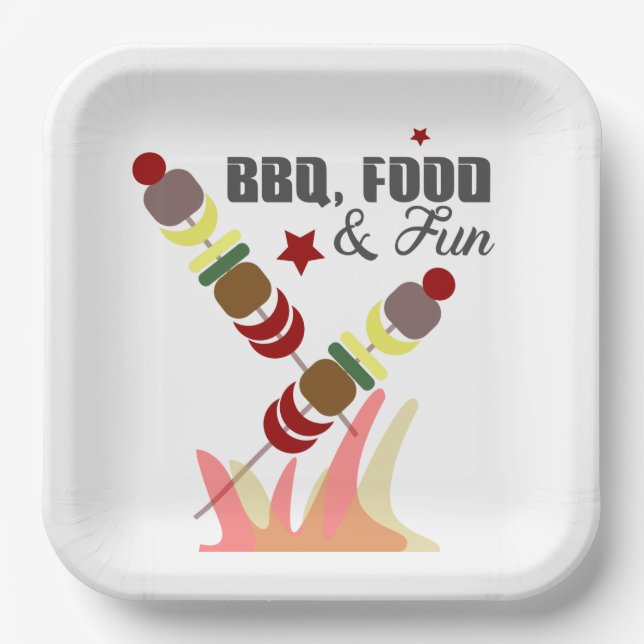 BBQ Father's Day Dad Grandpa Cookout    Paper Plates (Front)