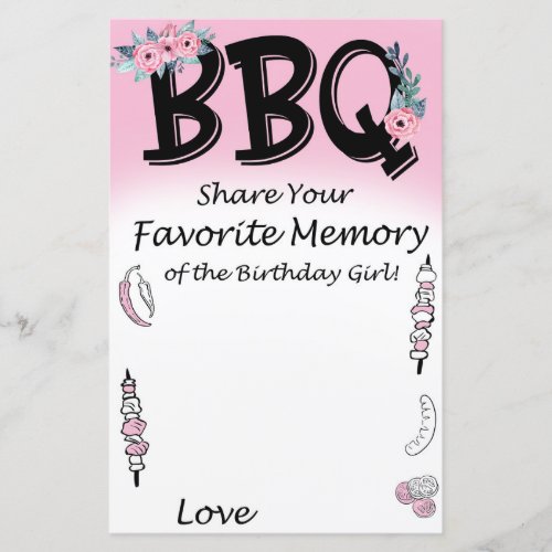 BBQ Favorite Memory of the Birthday Girl
