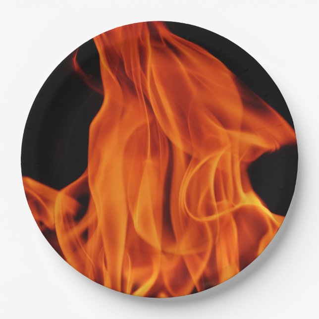 BBQ Fire Flames Disposable Paper Plates (Front)