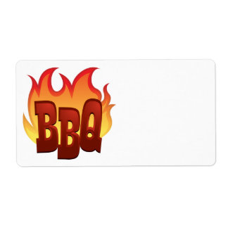 bbq flame text design label