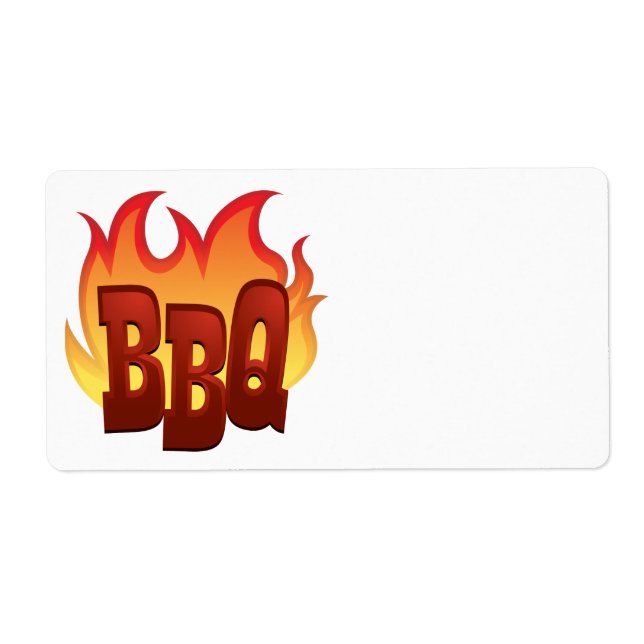 bbq flame text design label (Front)