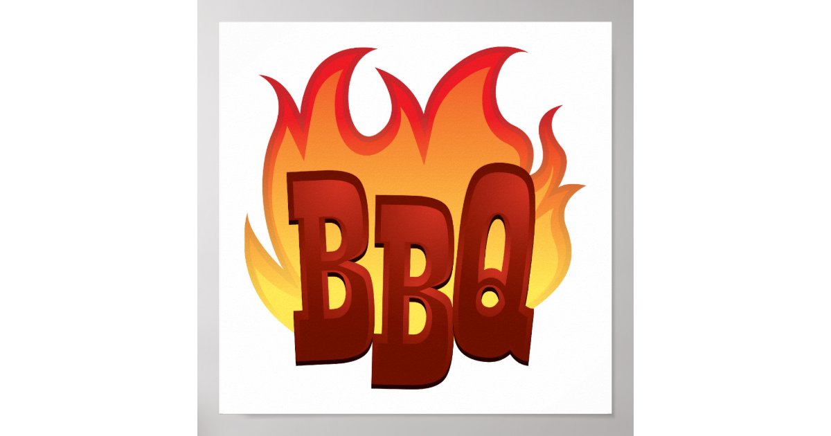 Bbq Letters Exploding bbq flame text design poster | Zazzle