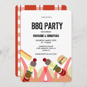 BBQ Food Flames Cook Out Party Invitation
