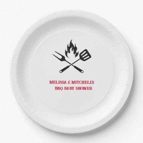 BBQ fork spoon outdoor couples baby shower Paper Plates