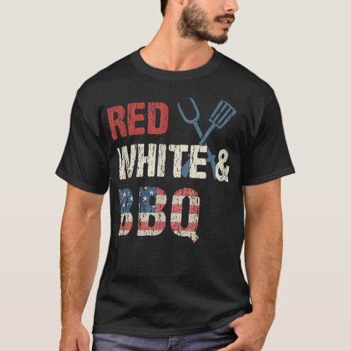 BBQ Fourth of July  Red White and BBQ Flag T_Shirt