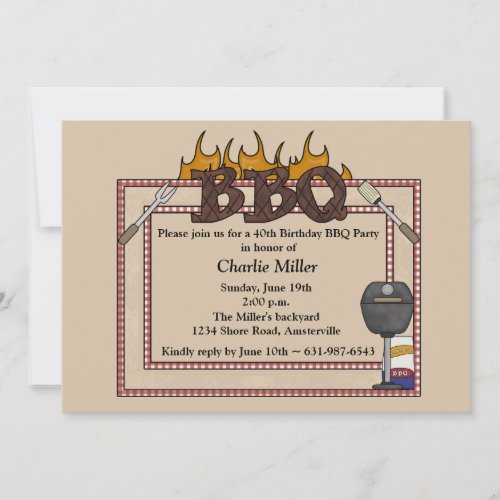 BBQ Frame - Birthday Party Invitation