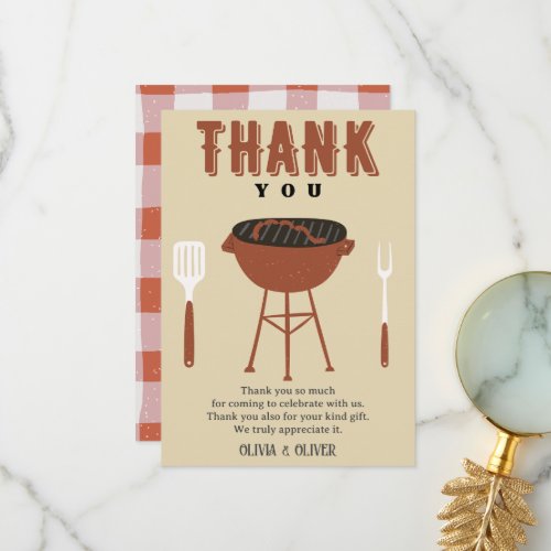 BBQ gender reveal Baby_Q baby shower Thank You Card