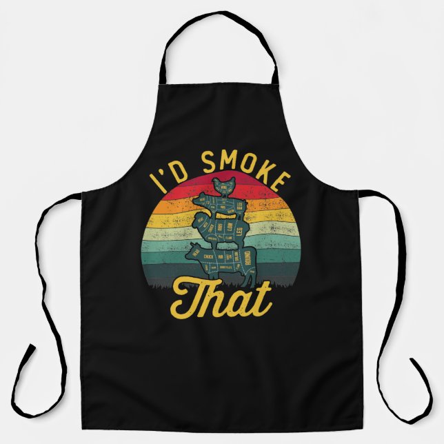 BBQ Gifts - I'd Smoke That Apron (Front)