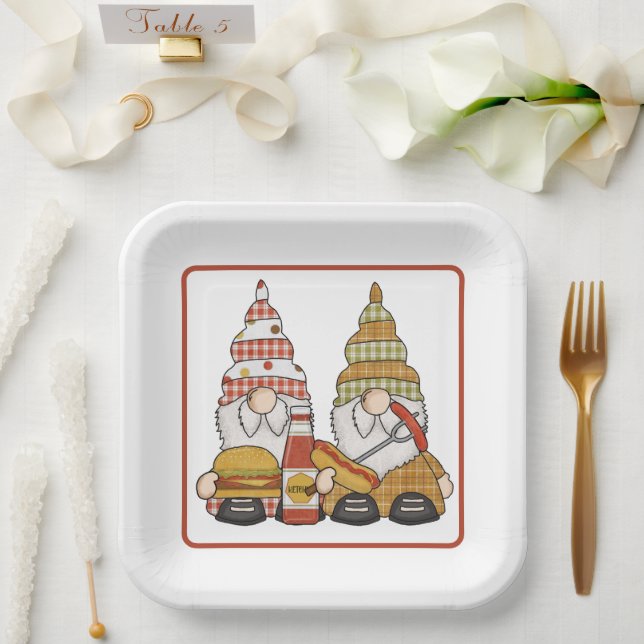 BBQ Gnomes  Paper Plates (Wedding)
