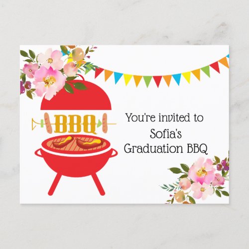 bbq Graduation BBQ barbecue bbq grill Invitation Postcard