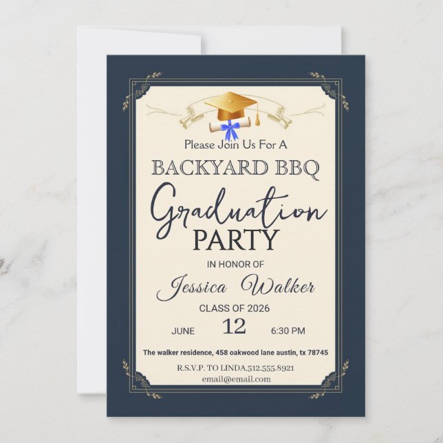   BBQ Graduation Party Invitation (Front)