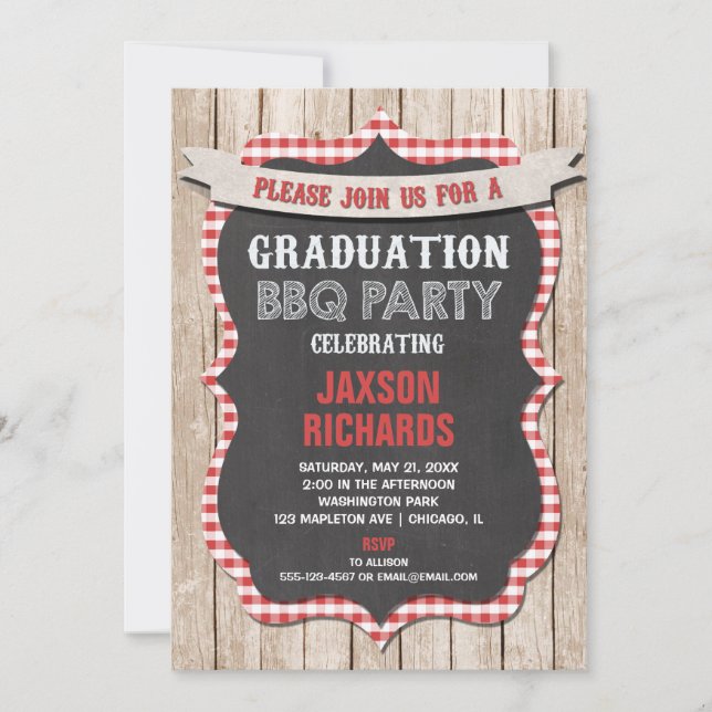 BBQ Graduation, picnic party graduation Invitation (Front)
