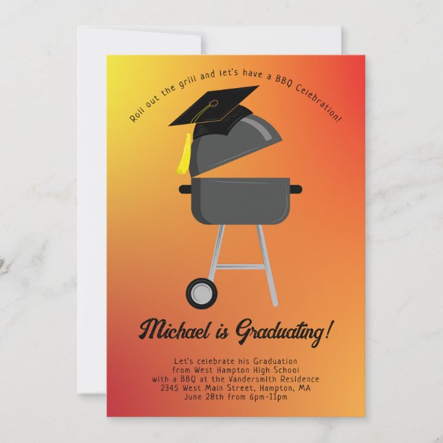 BBQ Grill Graduation Party Invitation Cookout (Front)