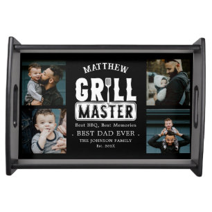 BBQ Grill Master Personalized Best Dad Ever Photo Serving Tray