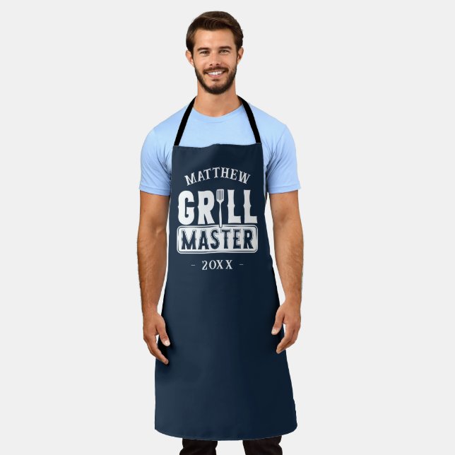  BBQ Grill Master Personalized Best Dad Father's   Apron (Worn)