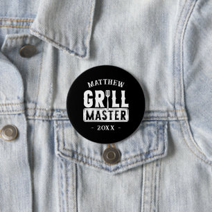 BBQ Grill Master Personalized Best Dad Father's Button