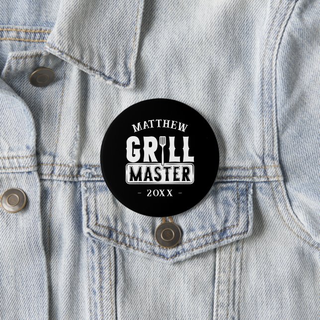  BBQ Grill Master Personalized Best Dad Father's   Button (In Situ)