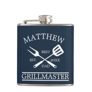 BBQ Grill Master Personalized Best Dad Father's   Flask