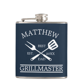 BBQ Grill Master Personalized Best Dad Father's   Flask