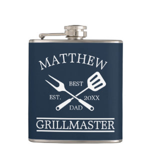  BBQ Grill Master Personalized Best Dad Father's   Flask