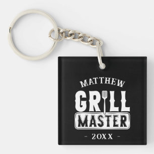  BBQ Grill Master Personalized Best Dad Father's   Keychain