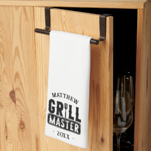  BBQ Grill Master Personalized Best Dad Father's   Kitchen Towel