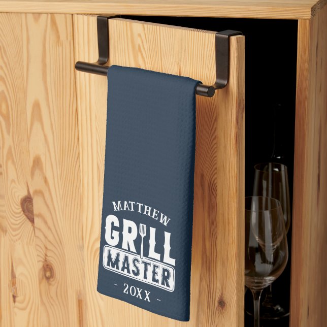  BBQ Grill Master Personalized Best Dad Father's   Kitchen Towel (Thirds Fold)