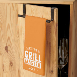 BBQ Grill Master Personalized Best Dad Father's Kitchen Towel