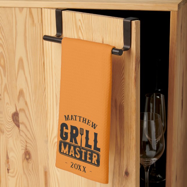  BBQ Grill Master Personalized Best Dad Father's   Kitchen Towel (Thirds Fold)
