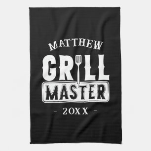  BBQ Grill Master Personalized Best Dad Father's   Kitchen Towel