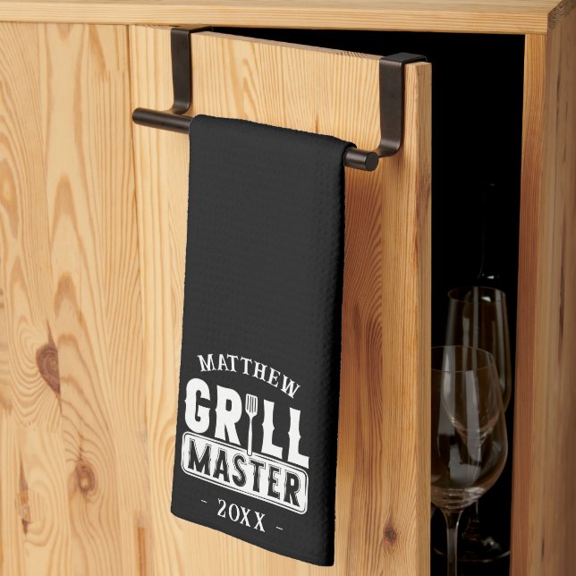  BBQ Grill Master Personalized Best Dad Father's   Kitchen Towel (Thirds Fold)