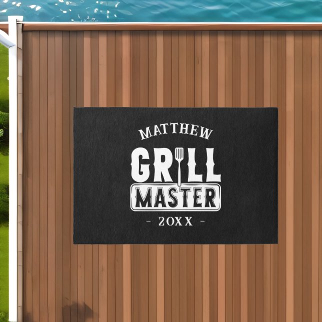  BBQ Grill Master Personalized Best Dad Father's   Outdoor Rug (Insitu (Outdoor 1))