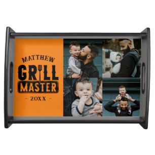  BBQ Grill Master Personalized Best Dad Father's S Serving Tray