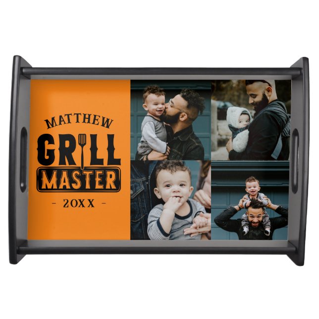  BBQ Grill Master Personalized Best Dad Father's S Serving Tray (Front)