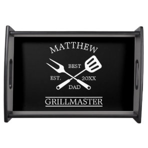 BBQ Grill Master Personalized Best Dad Father's S Serving Tray