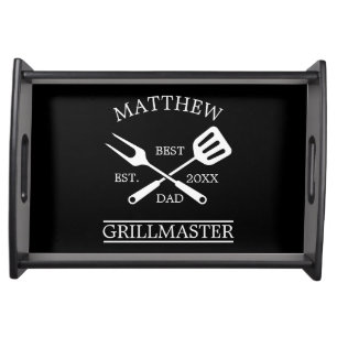 BBQ Grill Master Personalized Best Dad Father's S Serving Tray