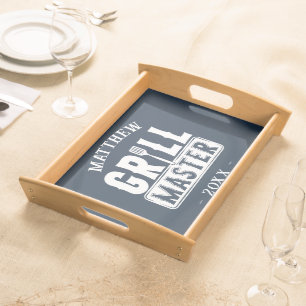 BBQ Grill Master Personalized Best Dad Father's Serving Tray