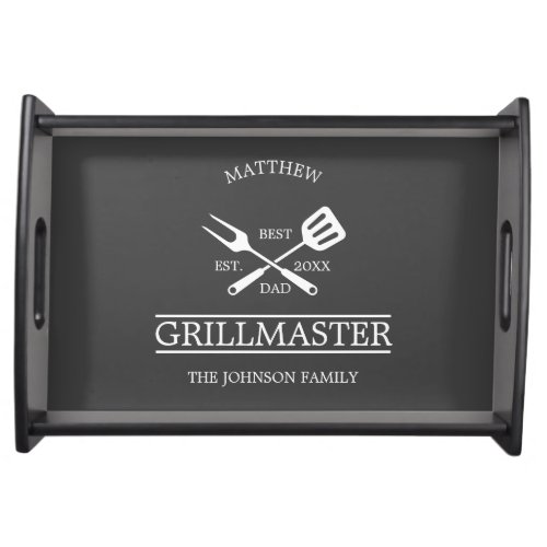  BBQ Grill Master Personalized Best Dad Fathers   Serving Tray