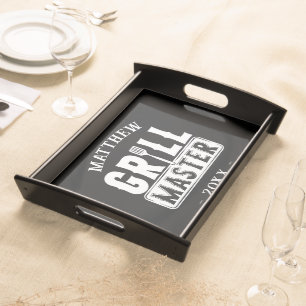 BBQ Grill Master Personalized Best Dad Father's Serving Tray
