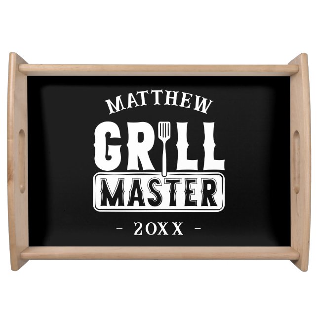  BBQ Grill Master Personalized Best Dad Father's   Serving Tray (Front)