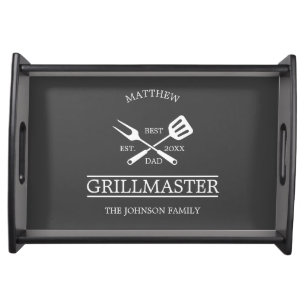 BBQ Grill Master Personalized Best Dad Father's Serving Tray