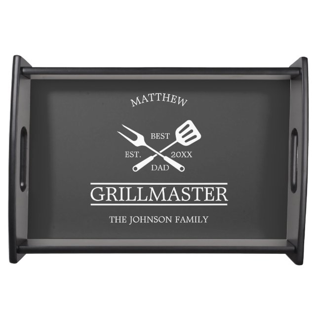  BBQ Grill Master Personalized Best Dad Father's   Serving Tray (Front)