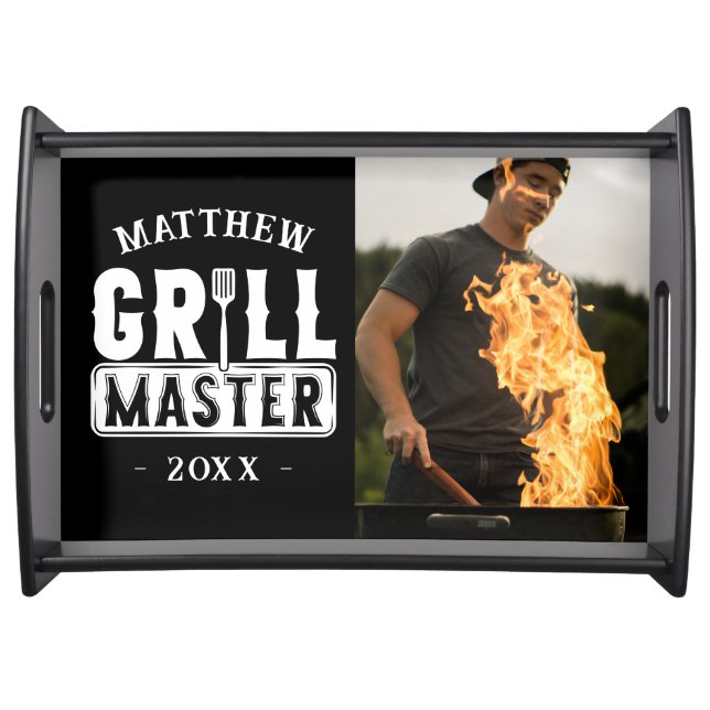  BBQ Grill Master Personalized Best Dad Father's   Serving Tray (Front)