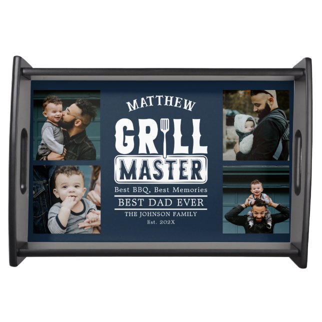  BBQ Grill Master Personalized Fathers Day Serving Tray (Front)