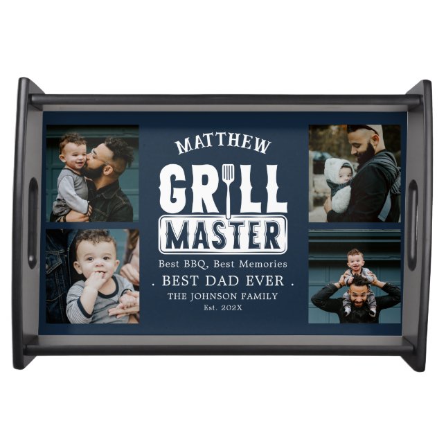  BBQ Grill Master Personalized Fathers Day Serving Tray (Front)