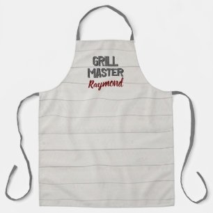 BBQ Grill Master Rustic Gray Wood Boards Mens Apron