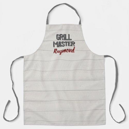 BBQ Grill Master Rustic Gray Wood Boards Mens Apron