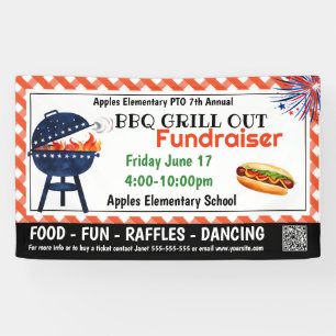 BBQ Grill Out Fundraiser Banner Custom PTO PTA