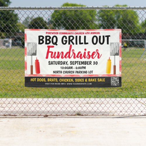 BBQ Grill Out Fundraiser Banner with qr code
