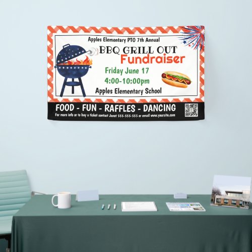 BBQ GRILL out Fundraiser PTO PTA Church Banner